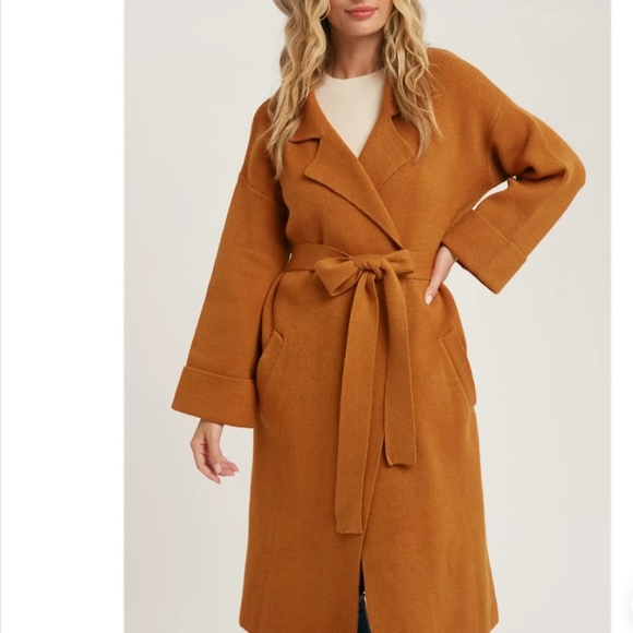 #068 NEW! Boho, Bold, Chic, and Fabulous Effortless Knitted Trench Coat - Picture 5 of 6